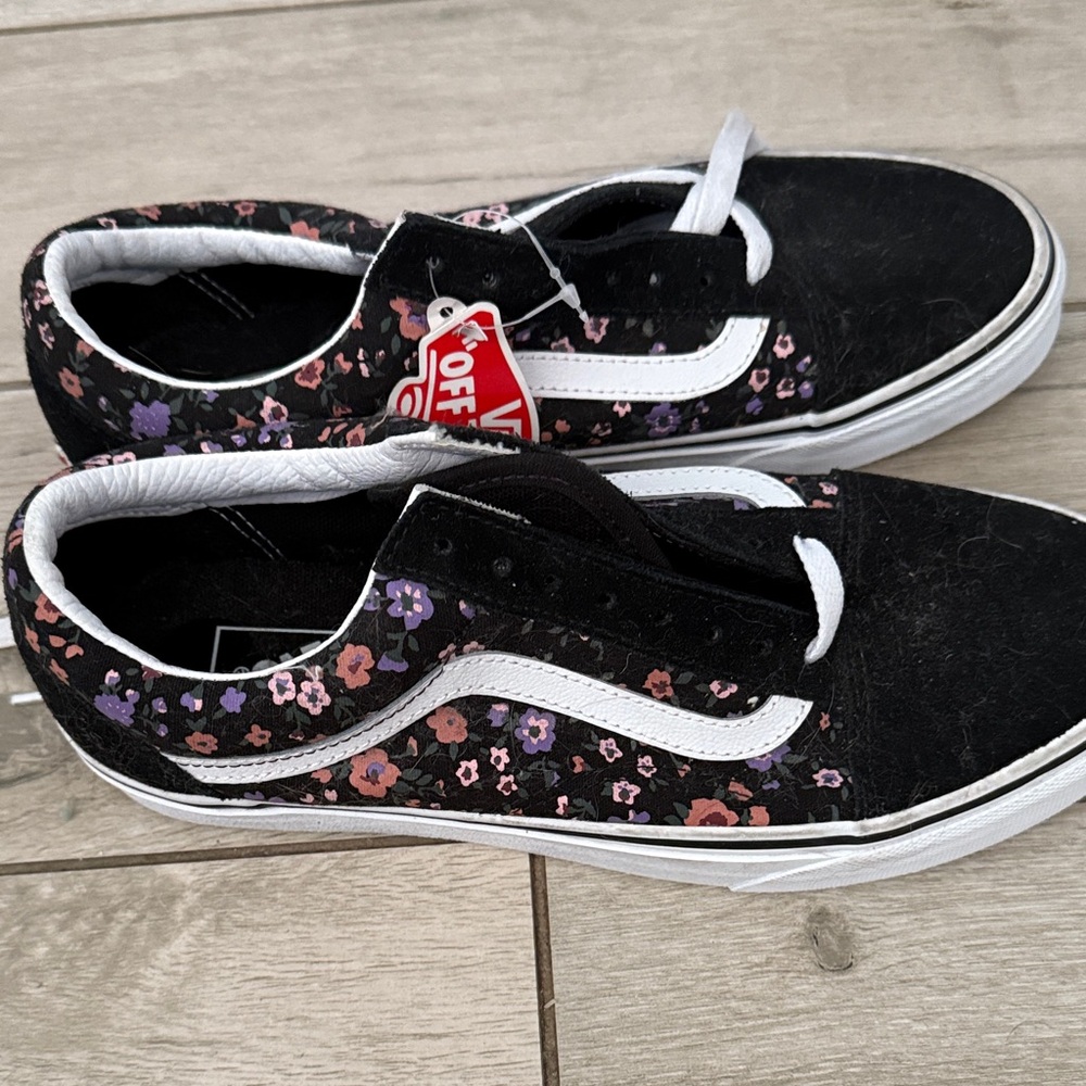 New Vans Black and Floral Sneakers